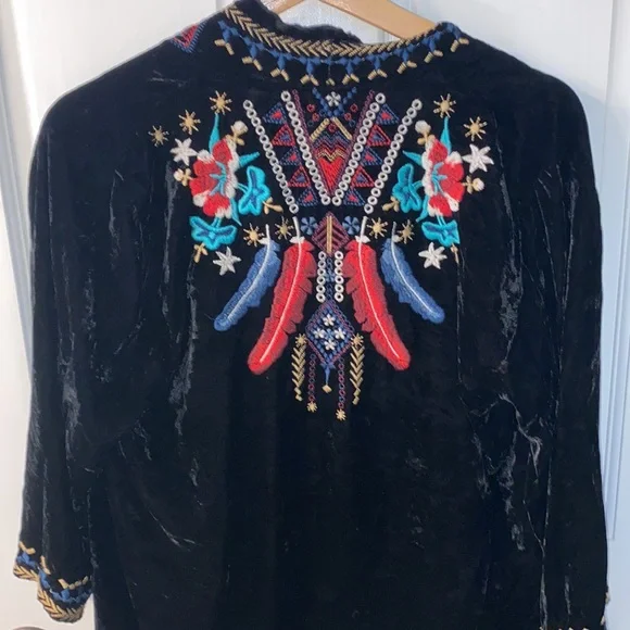 Johnny Was black velvet duster kimono jacket large read description: - Picture 3 of 10